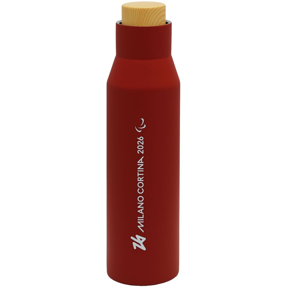 BORRACCIA TERMICA ROSSA TAPPO EFFETTO BAMBU' 500 ML PARALYMPIC EMBLEMA S