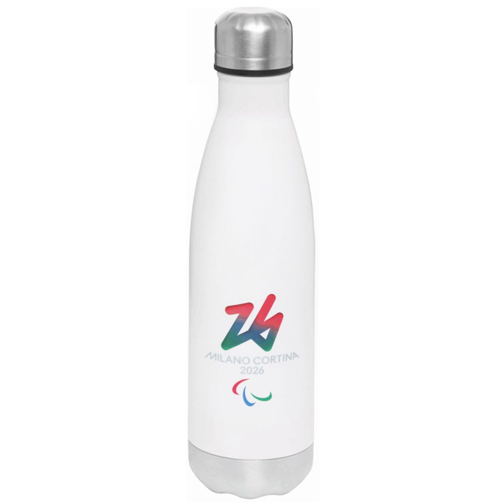 BORRACCIA TERMICA BIANCA 500 ML PARALYMPIC EMBLEMA COLORATO YOUNG, RESIL