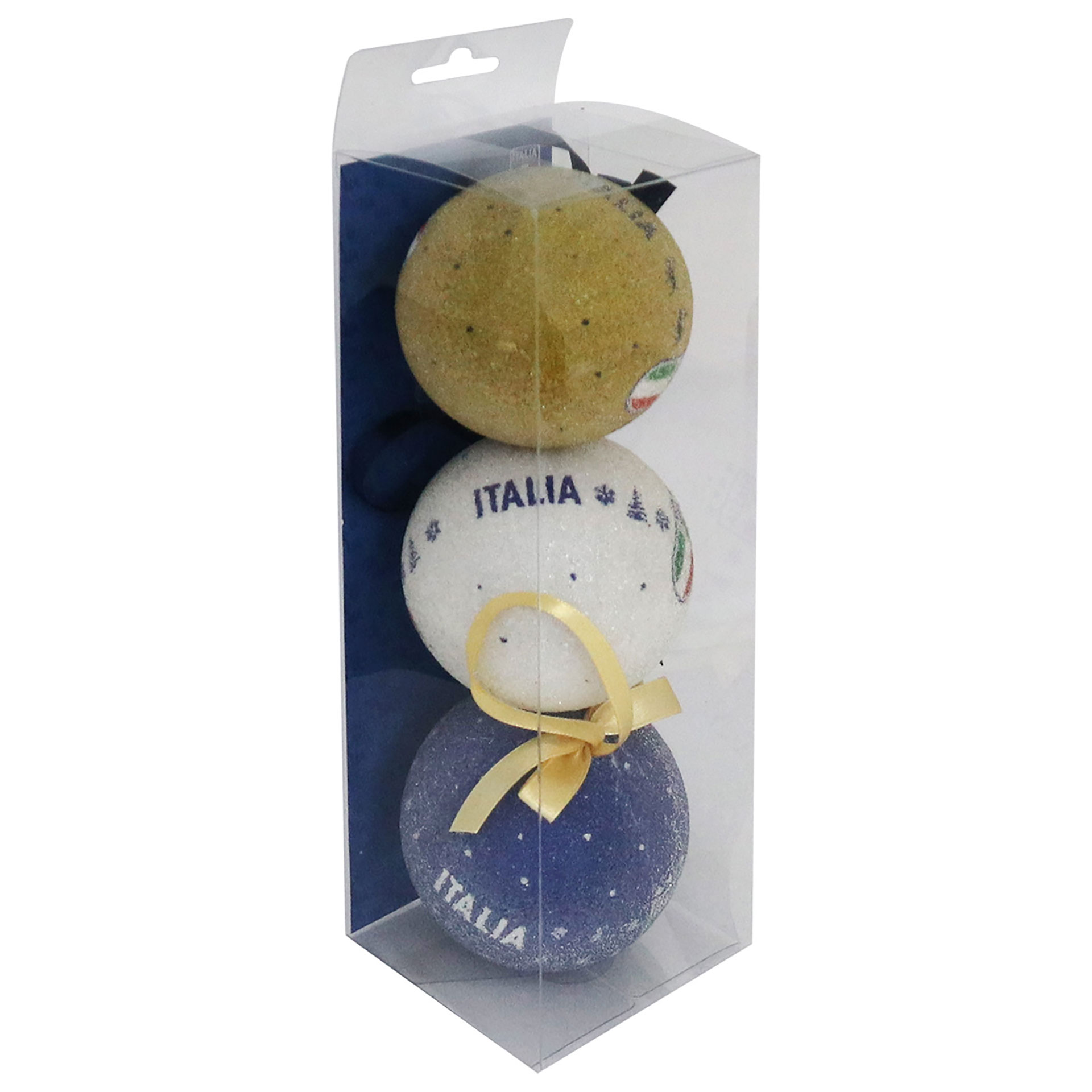 SET 3 PALLINE DI NATALE ? 7.5 CM CONFEZIONATE IN TUBO TRASPARENTE FIGC