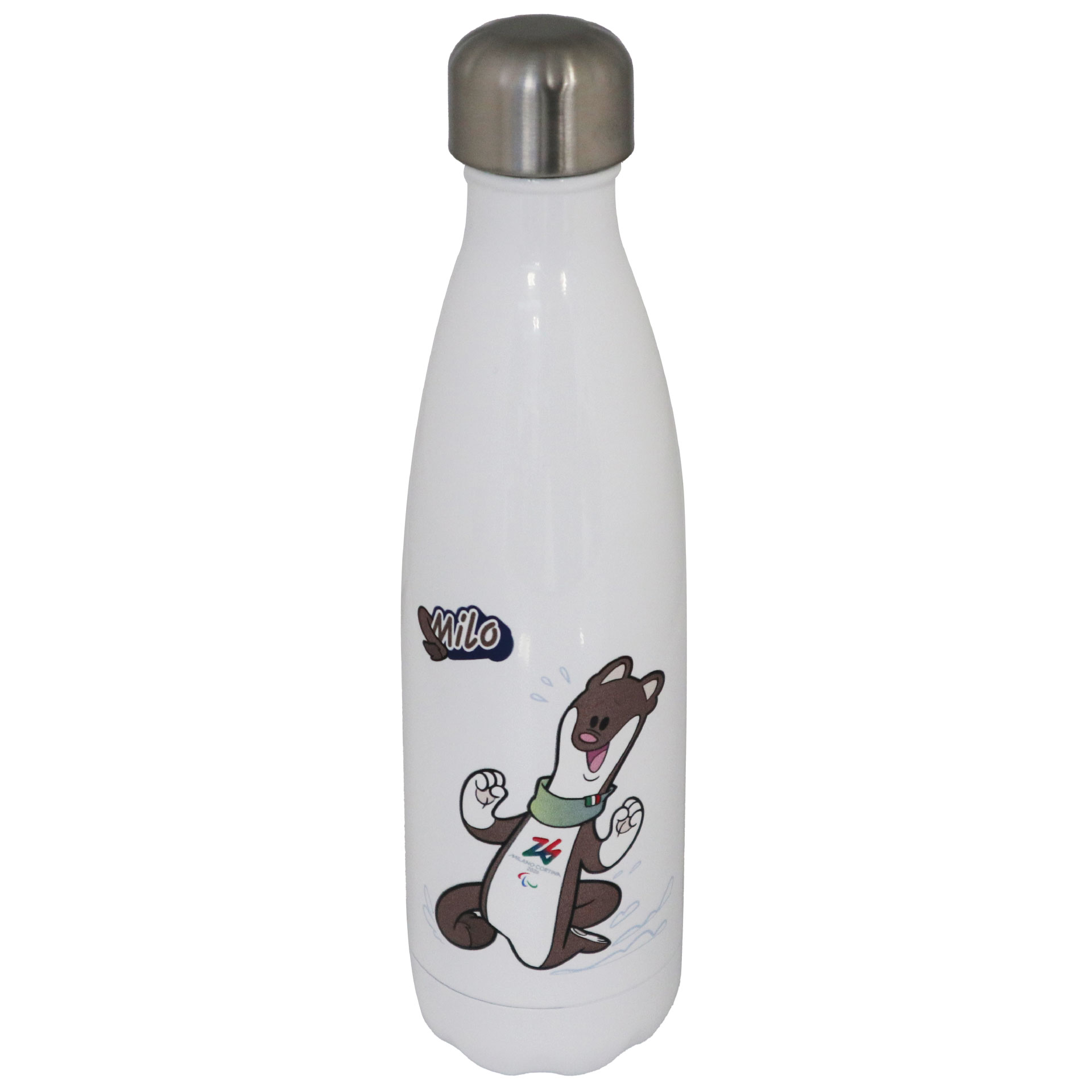 BORRACCIA TERMICA BIANCA 500 ML PARALYMPIC MASCOT MILO COLORATO STAMPATO