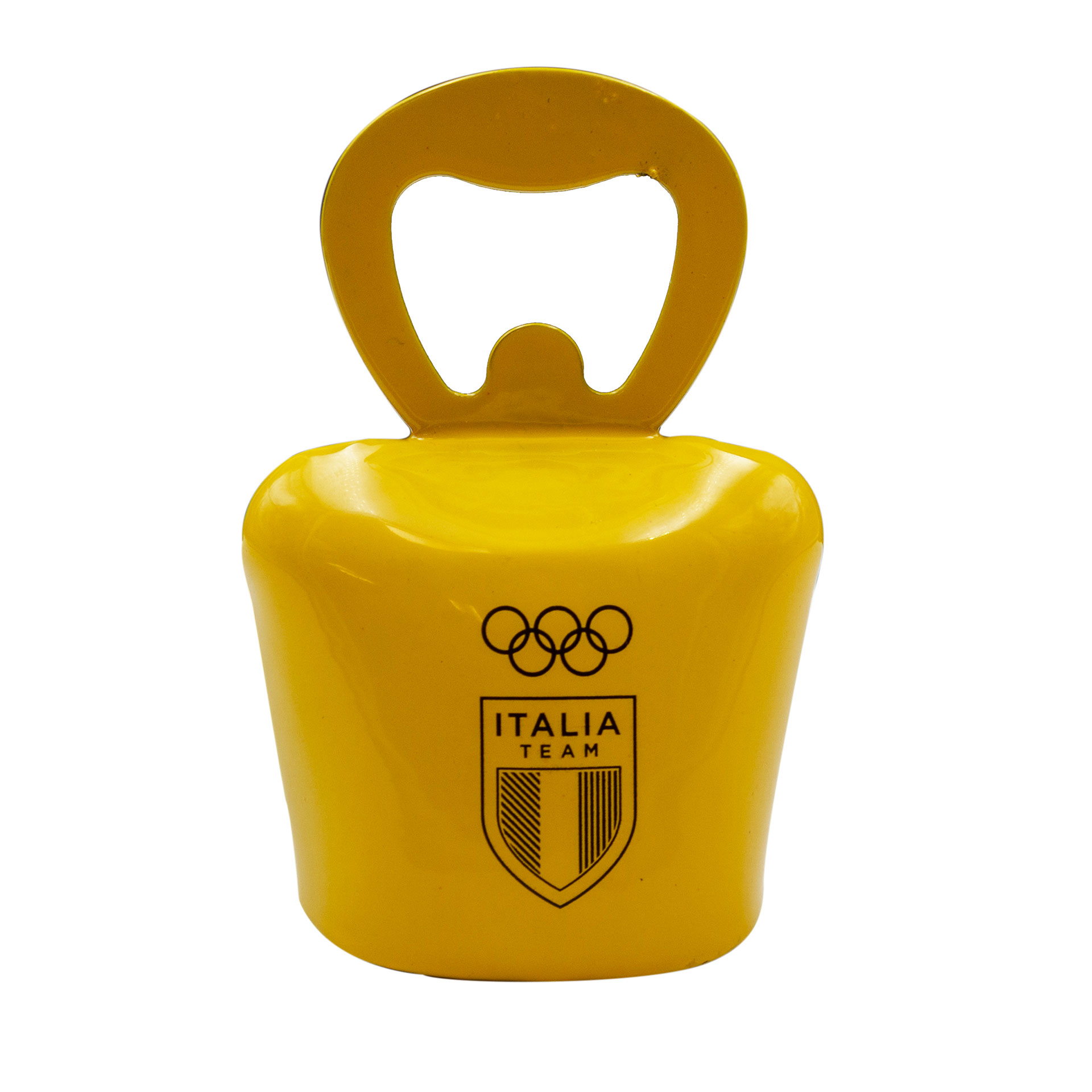 APRIBOTTIGLIA MAGNETICO GIALLO A CAMPANA OLYMPIC EMBLEMA E ITALIA TEAM S