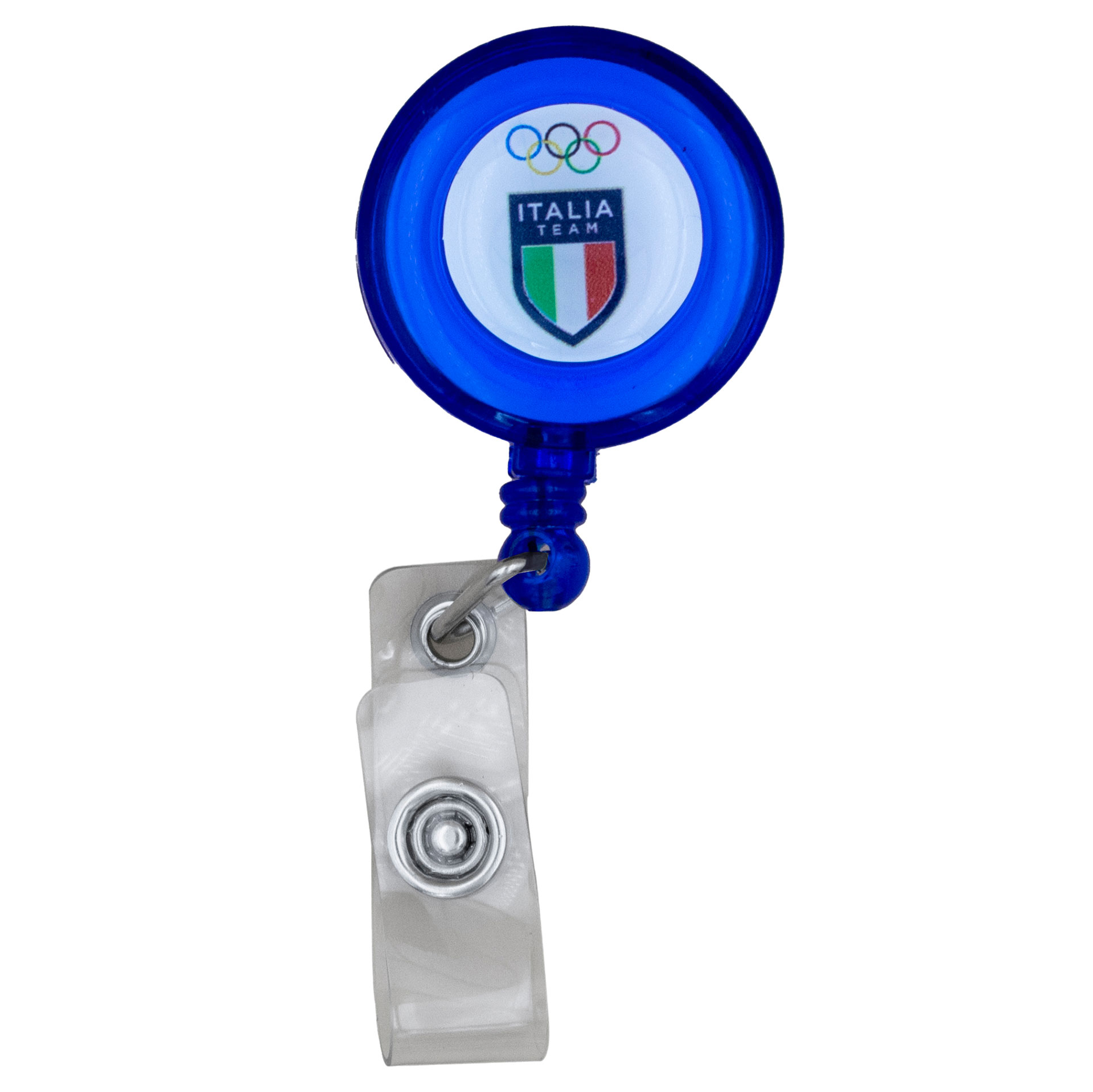 PORTA SKIPASS ABS BLU CLIP RETRO OLYMPIC+ITALIA TEAM EMBLEMA COLORATI FO
