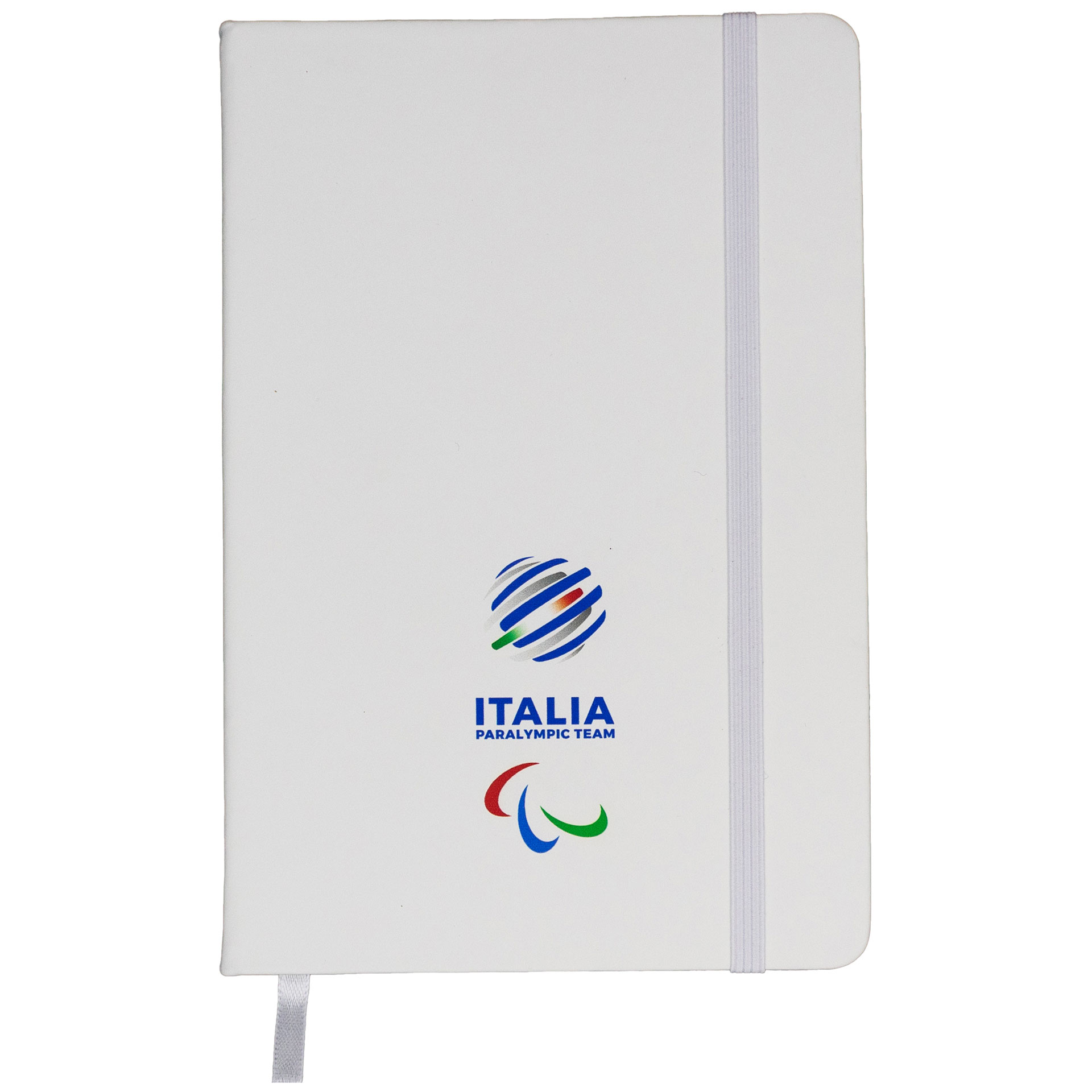 TACCUINO IN PU BIANCO 96 PAGINE A RIGHE F.TO A5 PARALYMPIC+ITALIA PARALY