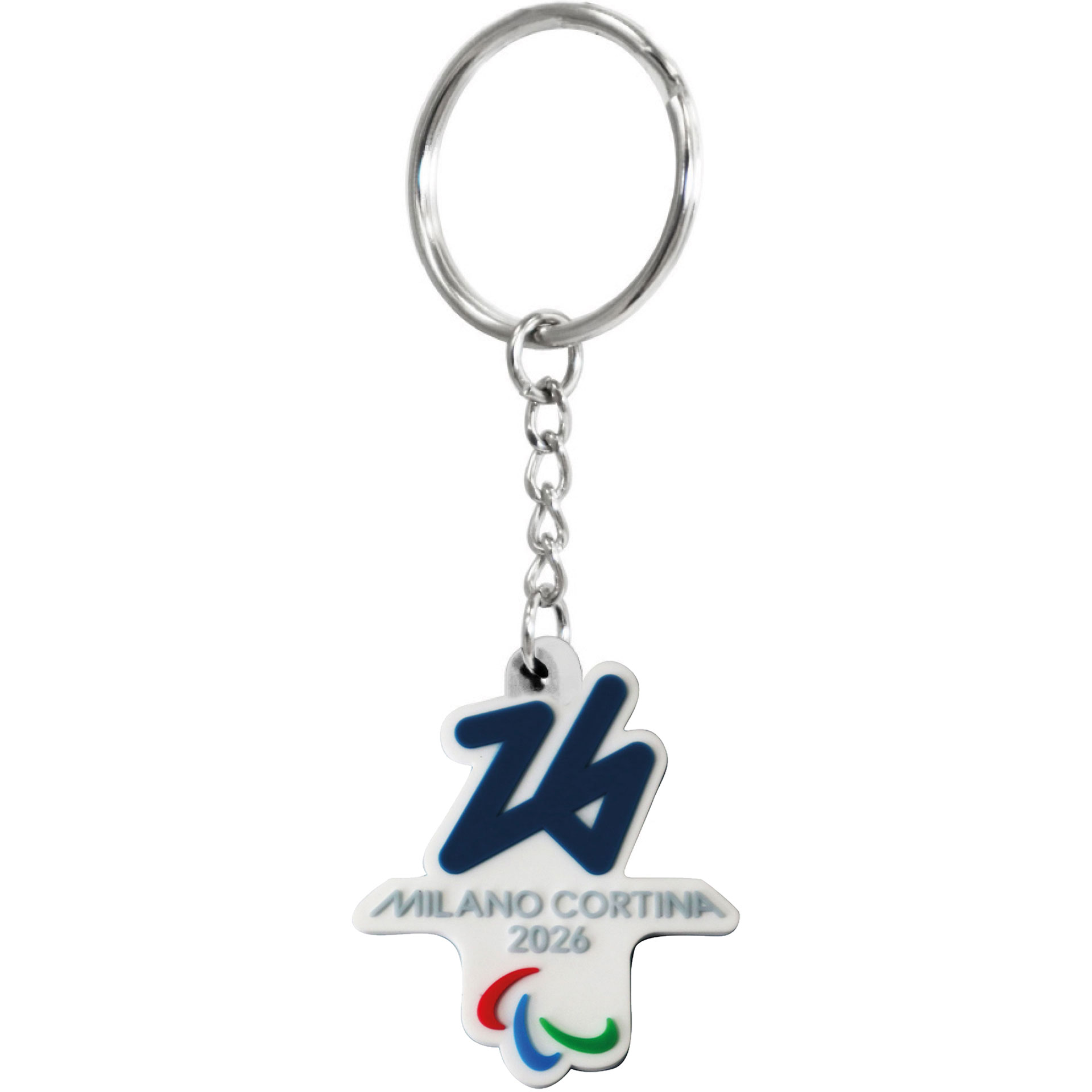 PORTACHIAVI PVC SAGOMATO PARALYMPIC EMBLEMA COLORATO FONDO BIANCO