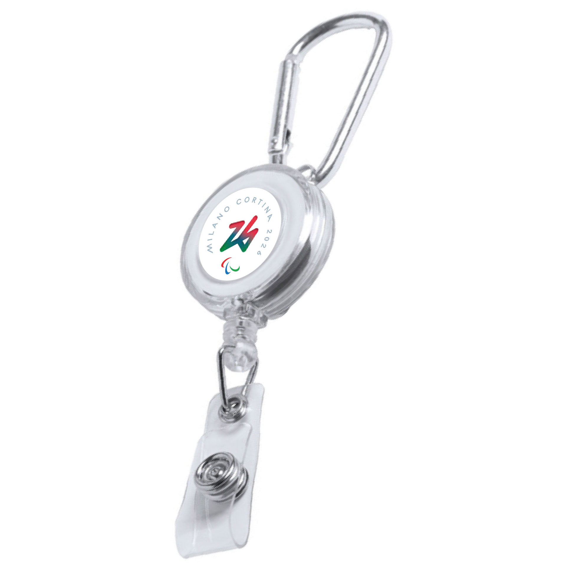 PORTA SKIPASS PLASTICA BIANCA CON CLIP DIA 32 MM BOTTONE PARALYMPIC EMBL